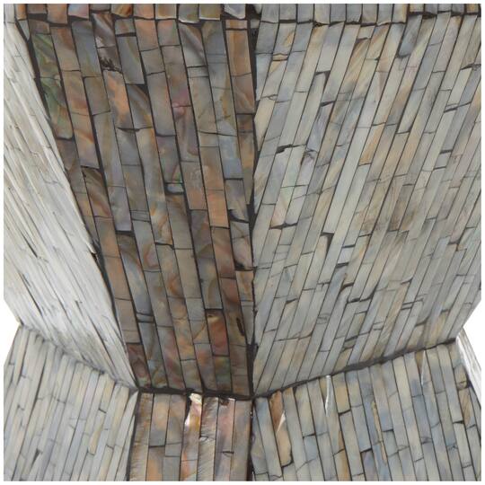 20" Gray Mother of Pearl Hourglass Accent Table